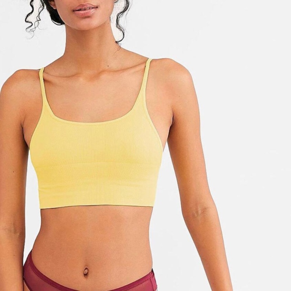 Free People NWT Andi Square Neck Seamless Bralette in Banana Cream